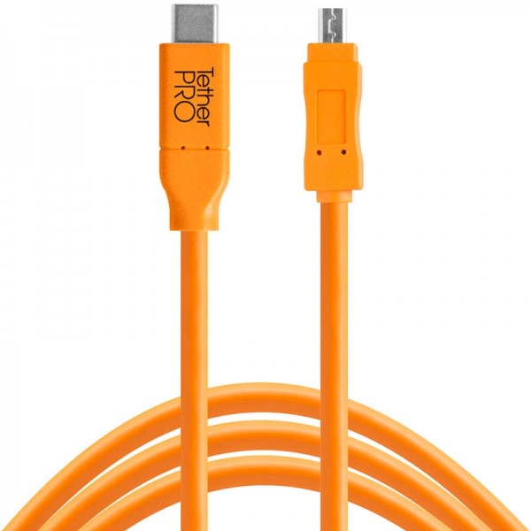 Tether Tools Pro USB-C an USB 2.0 Mini-B8 - 4,6 Meter Kabel orange